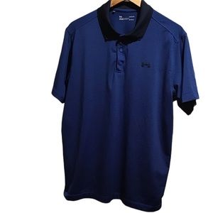 Under Armour men’s striped polo shirt loose heatgear blue